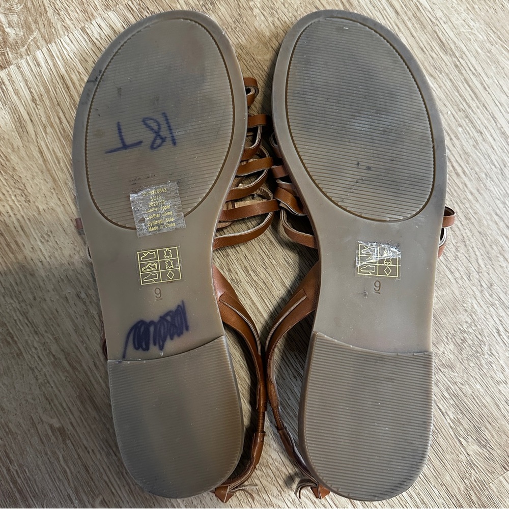Madewell Brown Leather Woven Slingback Sandals Size 9 Huarache Minimalist - Picture 8 of 10